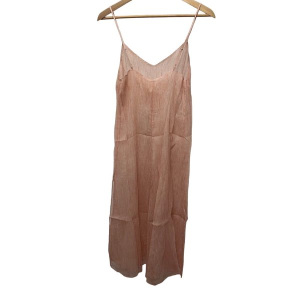 SKIN - Ballet Pink Shani Silk Chiffon Midi Chemise - SCC90AD -  Size 2 NWT - Picture 6 of 9